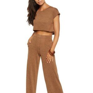 Dolman Sleeve Crop Top and Wide Leg Pants Set